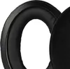 A close-up view of black headphone ear pads. Produktbild-Vorschau