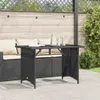 vidaXL Záhradný stôl so sklenenou doskou čierny 110x68x70 Náhľad obrázku produktu 3