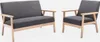 Poltrona scandinava in legno e tessuto, Grigio scuro Anteprima dell’immagine prodotto 5