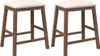 Two brown wooden bar stools with cream seats are shown against a white background. Náhľad obrázku produktu