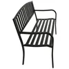 A black metal garden bench shown from a side angle against a white background. Produktbild-Vorschau