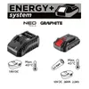 Two battery packs and their corresponding charging indicators are shown with text labels. Podgląd zdjęcia produktu