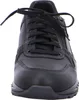 A close-up, front view of a black leather sneaker. Produktbild-Vorschau