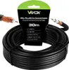 A coiled black coaxial cable with a product information tag. Podgląd zdjęcia produktu