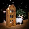 Domek Lampion Na Led Swiece Latarnia Handmade Rdzewiony Podgląd zdjęcia produktu 4