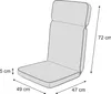 A diagram of a chair cushion with dimensions indicated. Produktbild-Vorschau