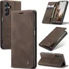 A collage of images showing a brown leather flip case for a Samsung Galaxy A16 4G/5G phone from various angles. Produktbild-Vorschau