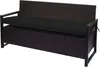 A brown poly-rattan bench with a black cushion and a storage compartment underneath, shown against a white background. Náhľad obrázku produktu
