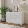 Kommode 120 cm Weiß Matt / Weiß Hochglanz, 3 Schubladen, 2 Produktbild-Vorschau 3