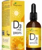 A product shot of Vegavero Vitamin D3 + K2 Drops, showing both the bottle and its packaging. Produktbild-Vorschau