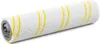 A close-up studio shot of a cleaning roller brush with yellow stripes on a white background. Produktbild-Vorschau