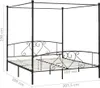 A black metal canopy bed frame shown from a three-quarter angle against a white background. Náhled obrázku produktu