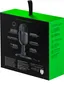The image shows the packaging of a Razer Seiren Mini microphone. The packaging is predominantly black with green accents and features an image of the microphone along with text describing its features. Podgląd zdjęcia produktu