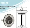 A product image showing a drain valve and a technical drawing with dimensions. Produktbild-Vorschau