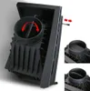 A black cast iron fireplace insert with a rotating damper mechanism shown in detail. Podgląd zdjęcia produktu