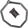 A black folding bicycle lock and its mounting bracket are shown against a white background. Produktbild-Vorschau