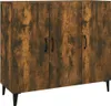 A wooden sideboard with three doors and black legs, presented against a white background. Anteprima dell’immagine prodotto