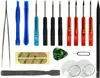 A collection of electronic repair tools laid out on a white background. Produktbild-Vorschau