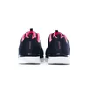 The back view of a pair of navy and pink Skechers sneakers on a white background. Produktbild-Vorschau