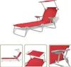The Living Store Sonnenliege mit Sonnenschutz Stahl Rot Produktbild-Vorschau 8