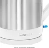 Close-up of the base of a white and silver electric kettle, showing the brand logo and the illuminated on/off switch. Anteprima dell’immagine prodotto