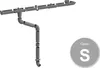 A gray gutter system and downspout components are displayed against a white background, with a circular graphic indicating "Grau S" in the lower right corner. Produktbild-Vorschau