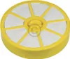 A round yellow filter with white mesh sections. Produktbild-Vorschau