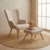 MENZZO Fauteuil scandinave + pouf Lylou Tissu Beige Voir les images du produit 6