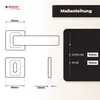 Diagrams showing the dimensions and specifications of a door handle set. Produktbild-Vorschau