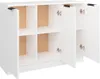 A white sideboard with its doors open, revealing multiple shelves. Náhľad obrázku produktu