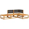 4-tlg. Gartensofa-Set mit Kissen Holz Akazie & Rattan Produktbild-Vorschau 3