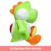 A large plush toy of the character Yoshi from the Super Mario video game franchise, shown from a side view against a white background. Produktbild-Vorschau
