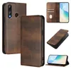 A collage of images showing a brown leather phone case from different angles, including one with a phone inside.