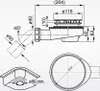 Technical drawing with dimensions of a drain siphon. Produktbild-Vorschau