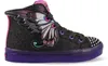 A single black high-top sneaker with butterfly wing accents and purple sole. Podgląd zdjęcia produktu