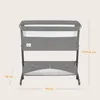 A gray baby crib with dimensions indicated by measurement lines and text. Náhľad obrázku produktu