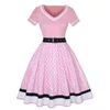 ASKSA Rockabilly Kleider Damen 50er Jahre Vintage Kurzarm Produktbild-Vorschau 1
