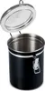 A black metal storage container with a silver lid is shown against a white background. Podgląd zdjęcia produktu