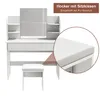 SONNI Schminktisch Weiß 108×40×140 cm  mit Spiegel und Produktbild-Vorschau 4