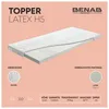 A cutaway view of a latex mattress topper, with descriptive text and branding. Produktbild-Vorschau