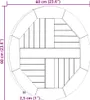 A diagram showing the dimensions of a circular table top. Voir les images du produit