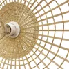A close-up view of a woven lampshade with a light socket. Produktbild-Vorschau