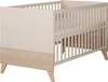 A baby crib is shown from the side against a white background. Produktbild-Vorschau