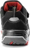 The back view of a black safety shoe with red accents. Produktbild-Vorschau
