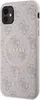 A close-up, angled view of a pink and gray iPhone case with a repeating Guess logo pattern. Produktbild-Vorschau