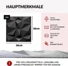 A product image showcasing 3D wall panels with descriptive text and icons. Produktbild-Vorschau