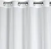 A close-up view of a white sheer curtain with metal grommets at the top. Produktbild-Vorschau