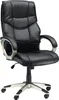 A black executive office chair with silver accents. Produktbild-Vorschau