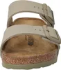 A close-up view of a pair of beige Birkenstock sandals. Produktbild-Vorschau