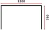 A diagram showing the dimensions of a rectangular table. Produktbild-Vorschau